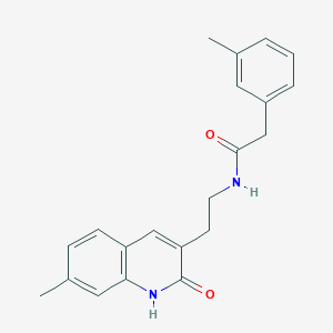 molecular formula C21H22N2O2 B2836776 N-[2-(7-methyl-2-oxo-1H-quinolin-3-yl)ethyl]-2-(3-methylphenyl)acetamide CAS No. 851405-30-6