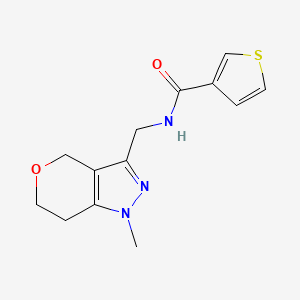 molecular formula C13H15N3O2S B2836780 N-((1-methyl-1,4,6,7-tetrahydropyrano[4,3-c]pyrazol-3-yl)methyl)thiophene-3-carboxamide CAS No. 1797261-58-5