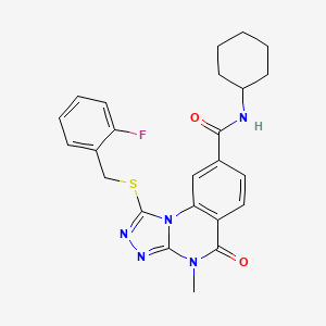 N-cyclohexyl-1-((2-fluorobenzyl)thio)-4-methyl-5-oxo-4,5-dihydro-[1,2,4]triazolo[4,3-a]quinazoline-8-carboxamide
