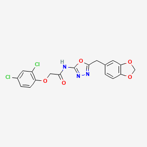 N-(5-(benzo[d][1,3]dioxol-5-ylmethyl)-1,3,4-oxadiazol-2-yl)-2-(2,4-dichlorophenoxy)acetamide
