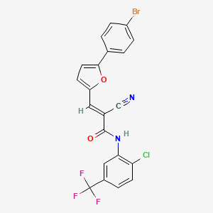 molecular formula C21H11BrClF3N2O2 B2836787 (E)-3-[5-(4-bromophenyl)furan-2-yl]-N-[2-chloro-5-(trifluoromethyl)phenyl]-2-cyanoprop-2-enamide CAS No. 345243-61-0