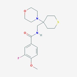 molecular formula C18H25FN2O3S B2836798 3-Fluoro-4-methoxy-N-[(4-morpholin-4-ylthian-4-yl)methyl]benzamide CAS No. 2380183-94-6