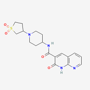 molecular formula C18H22N4O4S B2836800 N-(1-(1,1-二氧代四氢噻杂丙烷-3-基)哌啶-4-基)-2-氧代-1,2-二氢-1,8-萘啉-3-羧酰胺 CAS No. 2034519-63-4