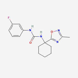 molecular formula C16H19FN4O2 B2836802 1-(3-Fluorophenyl)-3-(1-(3-methyl-1,2,4-oxadiazol-5-yl)cyclohexyl)urea CAS No. 1396856-06-6