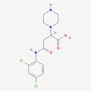 molecular formula C14H17Cl2N3O3 B2836805 4-((2,4-Dichlorophenyl)amino)-4-oxo-2-(piperazin-1-yl)butanoic acid CAS No. 900011-64-5