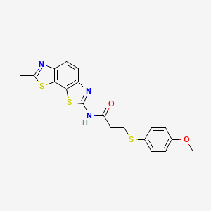 molecular formula C19H17N3O2S3 B2836816 3-((4-methoxyphenyl)thio)-N-(7-methylbenzo[1,2-d:4,3-d']bis(thiazole)-2-yl)propanamide CAS No. 941908-69-6