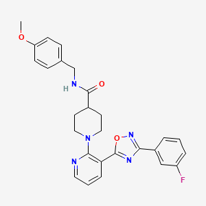 molecular formula C27H26FN5O3 B2836817 1-(3-(3-(3-fluorophenyl)-1,2,4-oxadiazol-5-yl)pyridin-2-yl)-N-(4-methoxybenzyl)piperidine-4-carboxamide CAS No. 1251619-49-4
