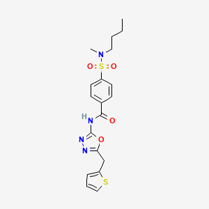 molecular formula C19H22N4O4S2 B2836825 4-(N-butyl-N-methylsulfamoyl)-N-(5-(thiophen-2-ylmethyl)-1,3,4-oxadiazol-2-yl)benzamide CAS No. 1021083-04-4