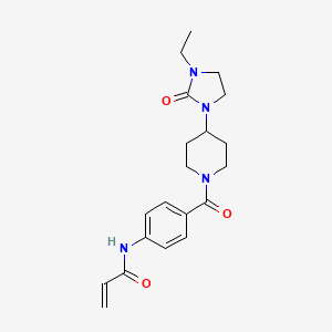 molecular formula C20H26N4O3 B2836829 N-[4-[4-(3-Ethyl-2-oxoimidazolidin-1-yl)piperidine-1-carbonyl]phenyl]prop-2-enamide CAS No. 2361881-76-5