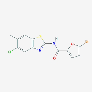 molecular formula C13H8BrClN2O2S B283684 5-bromo-N-(5-chloro-6-methyl-1,3-benzothiazol-2-yl)furan-2-carboxamide 