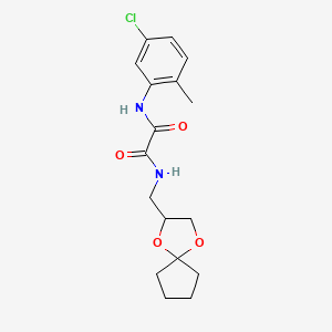 molecular formula C17H21ClN2O4 B2836841 N1-(1,4-dioxaspiro[4.4]nonan-2-ylmethyl)-N2-(5-chloro-2-methylphenyl)oxalamide CAS No. 899982-47-9
