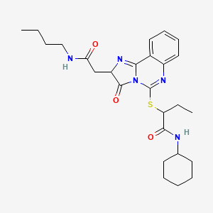 molecular formula C26H35N5O3S B2836849 2-((2-(2-(丁基氨基)-2-氧代乙基)-3-氧代-2,3-二氢咪唑并[1,2-c]喹唑啉-5-基)硫代)-N-环己基丁酰胺 CAS No. 1173774-12-3