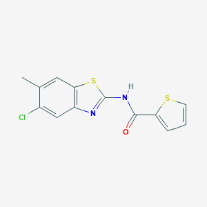 molecular formula C13H9ClN2OS2 B283685 N-(5-chloro-6-methyl-1,3-benzothiazol-2-yl)thiophene-2-carboxamide 