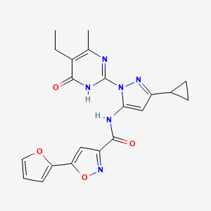 N-(3-cyclopropyl-1-(5-ethyl-4-methyl-6-oxo-1,6-dihydropyrimidin-2-yl)-1H-pyrazol-5-yl)-5-(furan-2-yl)isoxazole-3-carboxamide