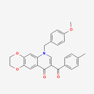 6-[(4-Methoxyphenyl)methyl]-8-(4-methylbenzoyl)-2,3-dihydro-[1,4]dioxino[2,3-g]quinolin-9-one