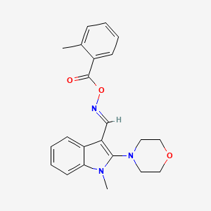 molecular formula C22H23N3O3 B2836866 1-methyl-3-({[(2-methylbenzoyl)oxy]imino}methyl)-2-morpholino-1H-indole CAS No. 866017-54-1