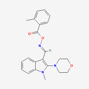 molecular formula C22H23N3O3 B2836866 1-甲基-3-({[(2-甲基苯甲酰)氧基]亚胺甲基)-2-吗啉基-1H-吲哚 CAS No. 866017-54-1