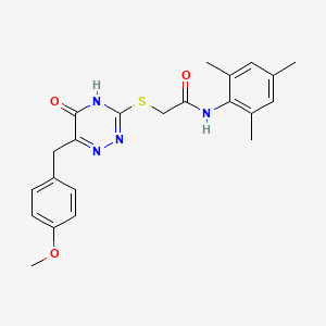 molecular formula C22H24N4O3S B2836870 N-mesityl-2-((6-(4-methoxybenzyl)-5-oxo-4,5-dihydro-1,2,4-triazin-3-yl)thio)acetamide CAS No. 898624-00-5