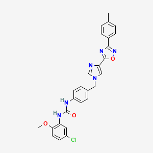 molecular formula C27H23ClN6O3 B2836895 1-(5-氯-2-甲氧基苯基)-3-(4-((4-(3-(对甲苯基)-1,2,4-噁二唑-5-基)-1H-咪唑-1-基)甲基)苯基)脲 CAS No. 1357847-44-9