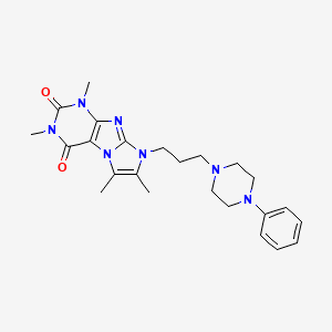 molecular formula C24H31N7O2 B2836906 1,3,6,7-tetramethyl-8-(3-(4-phenylpiperazin-1-yl)propyl)-1H-imidazo[2,1-f]purine-2,4(3H,8H)-dione CAS No. 923109-46-0