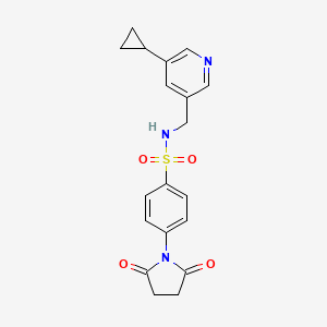 molecular formula C19H19N3O4S B2836907 N-((5-环丙基吡啶-3-基甲基)-4-(2,5-二氧代吡咯啉-1-基)苯基磺酰胺 CAS No. 2034497-47-5