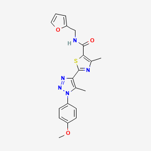 molecular formula C20H19N5O3S B2836912 N-(furan-2-ylmethyl)-2-(1-(4-methoxyphenyl)-5-methyl-1H-1,2,3-triazol-4-yl)-4-methylthiazole-5-carboxamide CAS No. 1207039-33-5