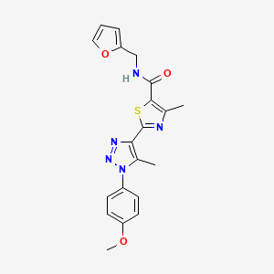 molecular formula C20H19N5O3S B2836912 N-[(furan-2-yl)methyl]-2-[1-(4-methoxyphenyl)-5-methyl-1H-1,2,3-triazol-4-yl]-4-methyl-1,3-thiazole-5-carboxamide CAS No. 1207039-33-5