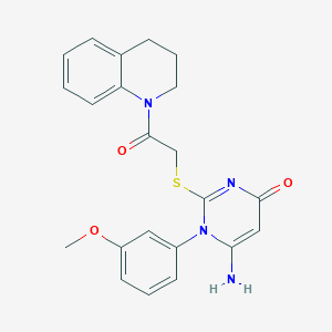 molecular formula C22H22N4O3S B2836917 6-amino-2-((2-(3,4-dihydroquinolin-1(2H)-yl)-2-oxoethyl)thio)-1-(3-methoxyphenyl)pyrimidin-4(1H)-one CAS No. 872629-88-4