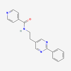 molecular formula C18H16N4O B2836927 N-(2-(2-苯基嘧啶-5-基)乙基)异烟酰胺 CAS No. 2034512-28-0