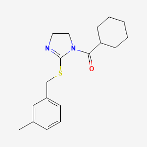 molecular formula C18H24N2OS B2836931 cyclohexyl(2-((3-methylbenzyl)thio)-4,5-dihydro-1H-imidazol-1-yl)methanone CAS No. 851803-15-1