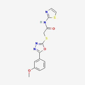 molecular formula C14H12N4O3S2 B2836934 2-((5-(3-methoxyphenyl)-1,3,4-oxadiazol-2-yl)thio)-N-(thiazol-2-yl)acetamide CAS No. 850936-96-8