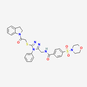 molecular formula C30H30N6O5S2 B2836942 N-((5-((2-(indolin-1-yl)-2-oxoethyl)thio)-4-phenyl-4H-1,2,4-triazol-3-yl)methyl)-4-(morpholinosulfonyl)benzamide CAS No. 394214-17-6