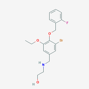 molecular formula C18H21BrFNO3 B283695 2-({3-Bromo-5-ethoxy-4-[(2-fluorobenzyl)oxy]benzyl}amino)ethanol 
