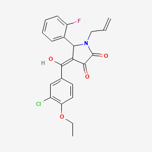 molecular formula C22H19ClFNO4 B2836974 4-(3-chloro-4-ethoxybenzoyl)-5-(2-fluorophenyl)-3-hydroxy-1-(prop-2-en-1-yl)-2,5-dihydro-1H-pyrrol-2-one CAS No. 868145-49-7
