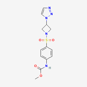 molecular formula C13H15N5O4S B2836983 甲基 (4-((3-(1H-1,2,3-三唑-1-基)氮杂环丁烷-1-基)磺酰)苯基)碳酸酯 CAS No. 2202121-76-2