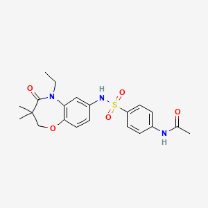 molecular formula C21H25N3O5S B2837005 N-(4-(N-(5-乙基-3,3-二甲基-4-氧代-2,3,4,5-四氢苯并[b][1,4]噁唑-7-基)磺酰胺基)苯基)乙酰胺 CAS No. 922103-43-3
