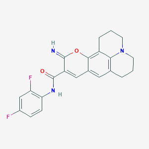 molecular formula C22H19F2N3O2 B2837009 N-(2,4-二氟苯基)-4-亚胺-3-氧代-13-氮代四环[7.7.1.0^{2,7}.0^{13,17}]庚十三烯-5-甲酰胺 CAS No. 901877-94-9