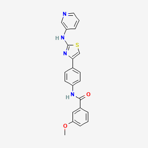 molecular formula C22H18N4O2S B2837031 3-甲氧基-N-(4-(2-(吡啶-3-基氨基)噻唑-4-基)苯基)苯甲酰胺 CAS No. 1797557-90-4