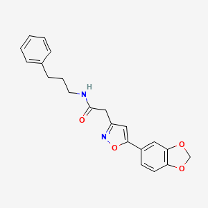 molecular formula C21H20N2O4 B2837036 2-(5-(苯并[d][1,3]二噁杂环-5-基)异噁唑-3-基)-N-(3-苯基丙基)乙酰胺 CAS No. 1105206-13-0