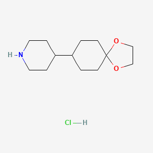 molecular formula C13H24ClNO2 B2837037 4-(1,4-二氧杂螺[4.5]癸烷-8-基)哌啶;盐酸盐 CAS No. 2305252-89-3