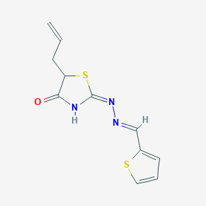molecular formula C11H11N3OS2 B2837039 (E)-5-烯丙基-2-((E)-(噻吩-2-基甲亚)肼酮)噻唑烷-4-酮 CAS No. 327062-29-3