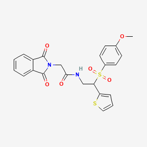 molecular formula C23H20N2O6S2 B2837044 2-(1,3-二氧代-2-氮杂-2,3-二氢-1,3-吲哚-2-基)-N-(2-((4-甲氧基苯基)磺酰基)-2-(噻吩-2-基)乙基)乙酰胺 CAS No. 932320-00-8