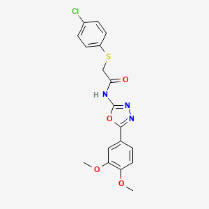 molecular formula C18H16ClN3O4S B2837052 2-(4-chlorophenyl)sulfanyl-N-[5-(3,4-dimethoxyphenyl)-1,3,4-oxadiazol-2-yl]acetamide CAS No. 899963-50-9