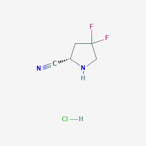 molecular formula C5H7ClF2N2 B2837060 (S)-4,4-Difluoropyrrolidine-2-carbonitrile hydrochloride CAS No. 869489-04-3