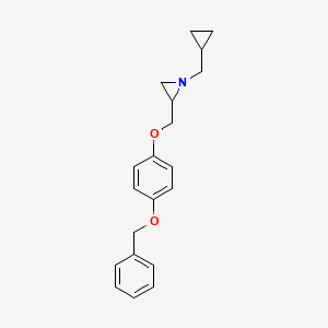 molecular formula C20H23NO2 B2837062 1-(Cyclopropylmethyl)-2-[(4-phenylmethoxyphenoxy)methyl]aziridine CAS No. 2418643-14-6