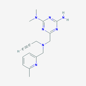 molecular formula C16H21N7 B2837086 2-N,2-N-二甲基-6-[[6-甲基吡啶-2-基)甲基-丙-2-炔基氨基]甲基]-1,3,5-三嗪-2,4-二胺 CAS No. 1436107-91-3