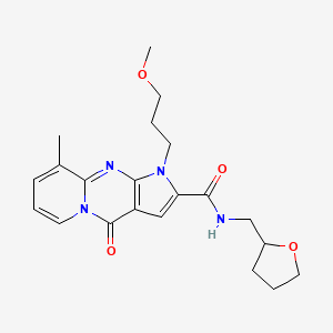 molecular formula C21H26N4O4 B2837090 1-(3-甲氧基丙基)-9-甲基-4-酮-N-((四氢呋喃-2-基)甲基)-1,4-二氢吡啶[1,2-a]吡咯[2,3-d]嘧啶-2-羧酰胺 CAS No. 902037-68-7
