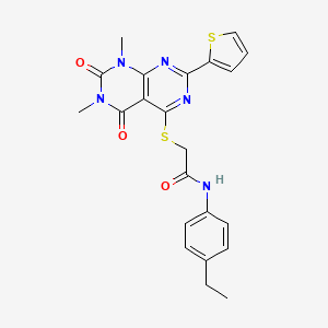 2-((6,8-dimethyl-5,7-dioxo-2-(thiophen-2-yl)-5,6,7,8-tetrahydropyrimido[4,5-d]pyrimidin-4-yl)thio)-N-(4-ethylphenyl)acetamide