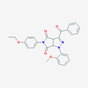 molecular formula C27H23N3O5 B283712 3-benzoyl-5-(4-ethoxyphenyl)-1-(2-methoxyphenyl)-3a,6a-dihydropyrrolo[3,4-c]pyrazole-4,6(1H,5H)-dione 