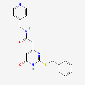 molecular formula C19H18N4O2S B2837127 2-(2-(benzylthio)-6-oxo-1,6-dihydropyrimidin-4-yl)-N-(pyridin-4-ylmethyl)acetamide CAS No. 1105234-99-8
